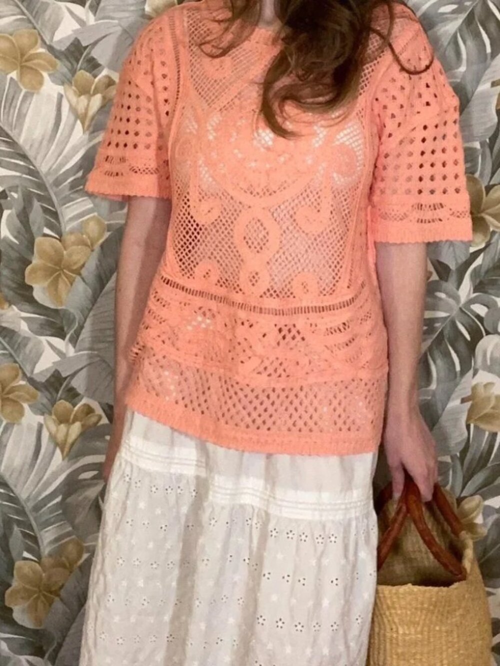 Cato Coral Crochet Knit Top | 100% Cotton Coastal Summer Boho